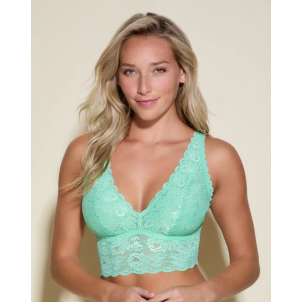 Cosabella NSN Curvy Plungie‎ Long Line Bralette Green Size S 32F or 32G NWT